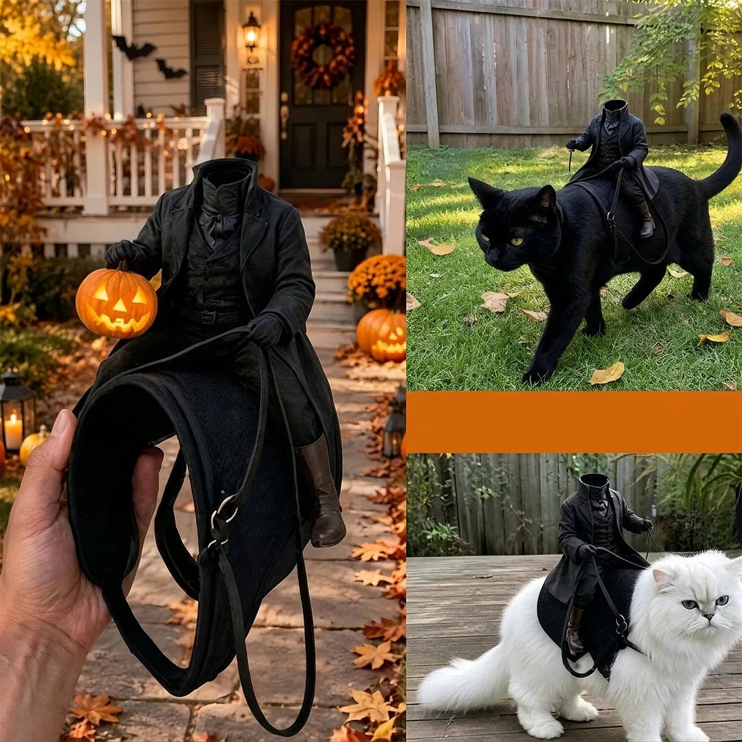 Pet Costume Headless Horseman Light-Up Pumpkin Head