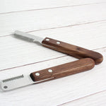 Pet Deshedding Brush Stainless Steel Teeth & Wood Handle