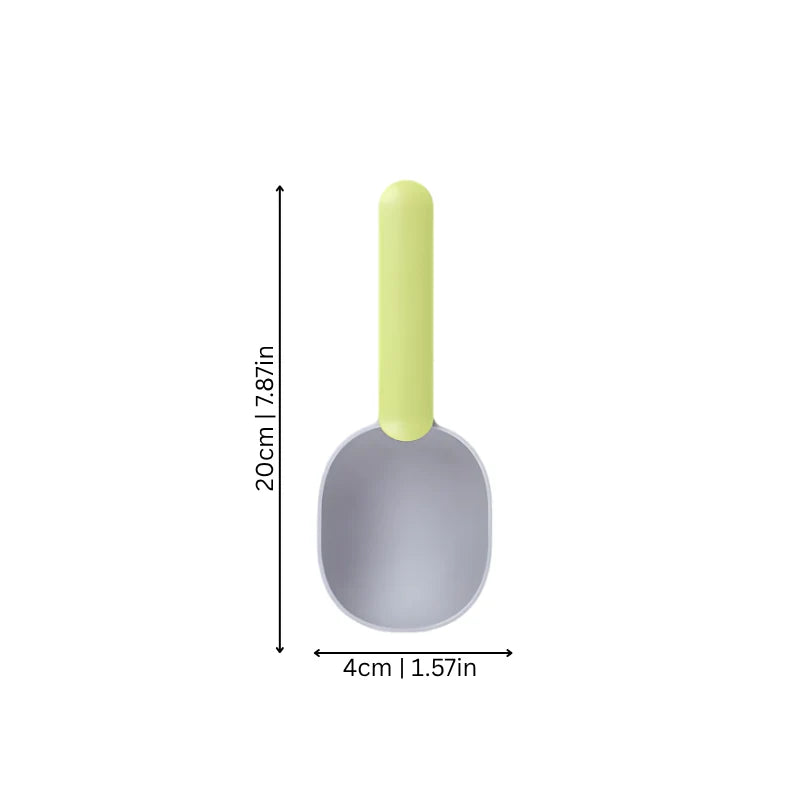 Pet Food Scoop Built-In Bag Clip & Measuring Spoon