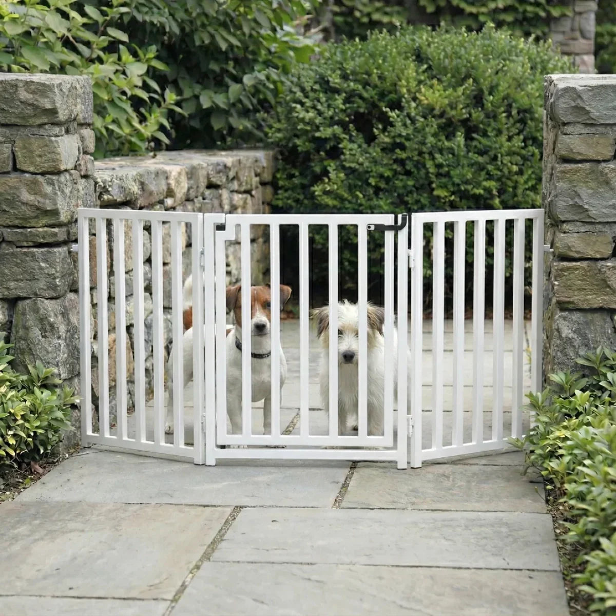 Pet Gate Freestanding Adjustable Steel Walk-Through Door