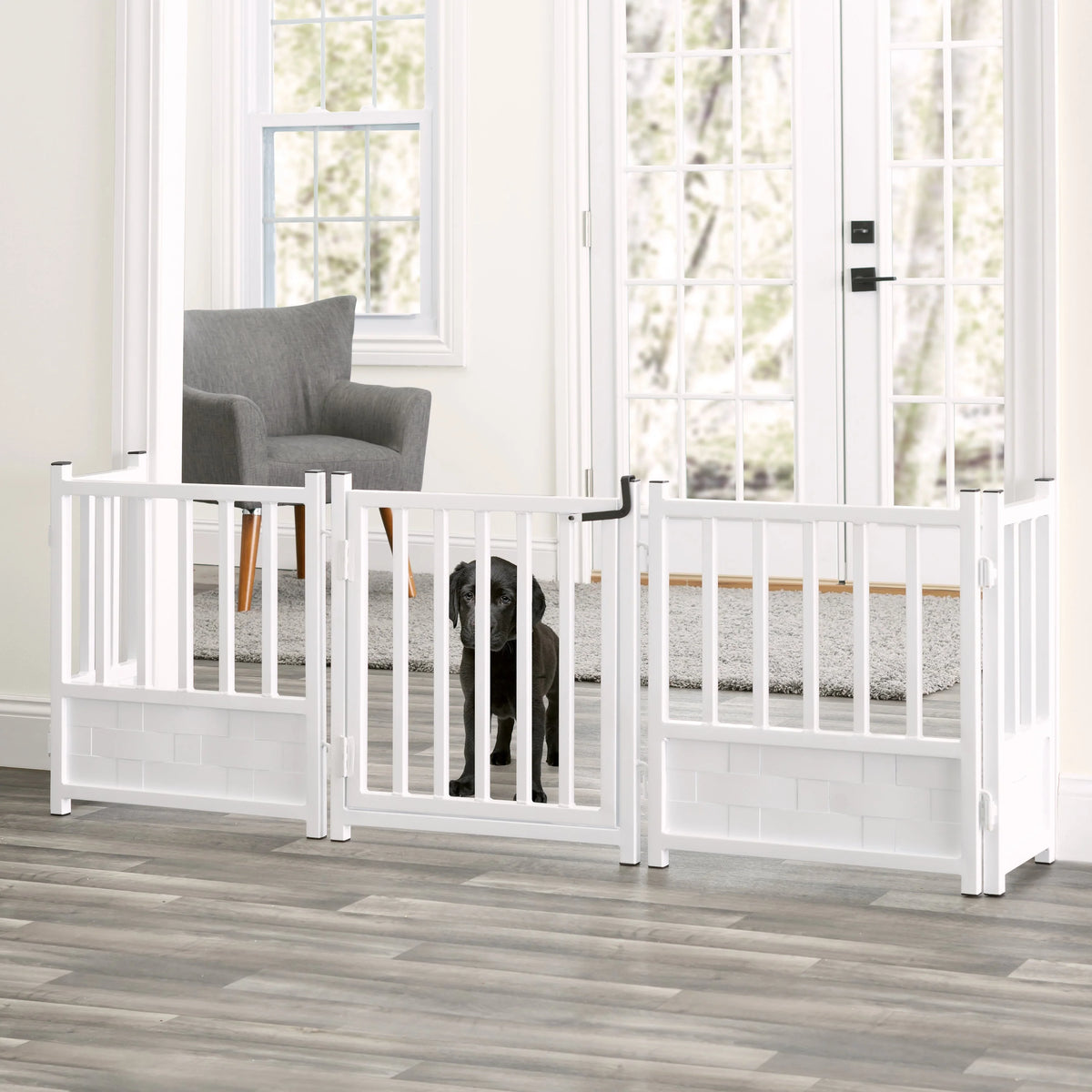 Pet Gate Steel Freestanding Walk-Through 24-Inch Tall