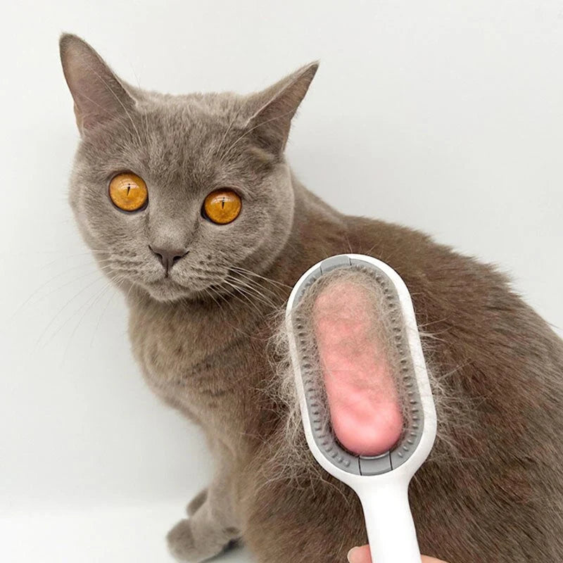 Pet Grooming Brush Ergonomic Non-Slip Handle Loose Fur Removal & Massage