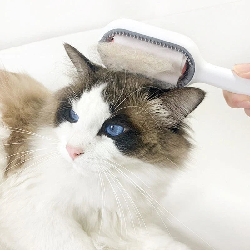 Pet Grooming Brush Ergonomic Non-Slip Handle Loose Fur Removal & Massage