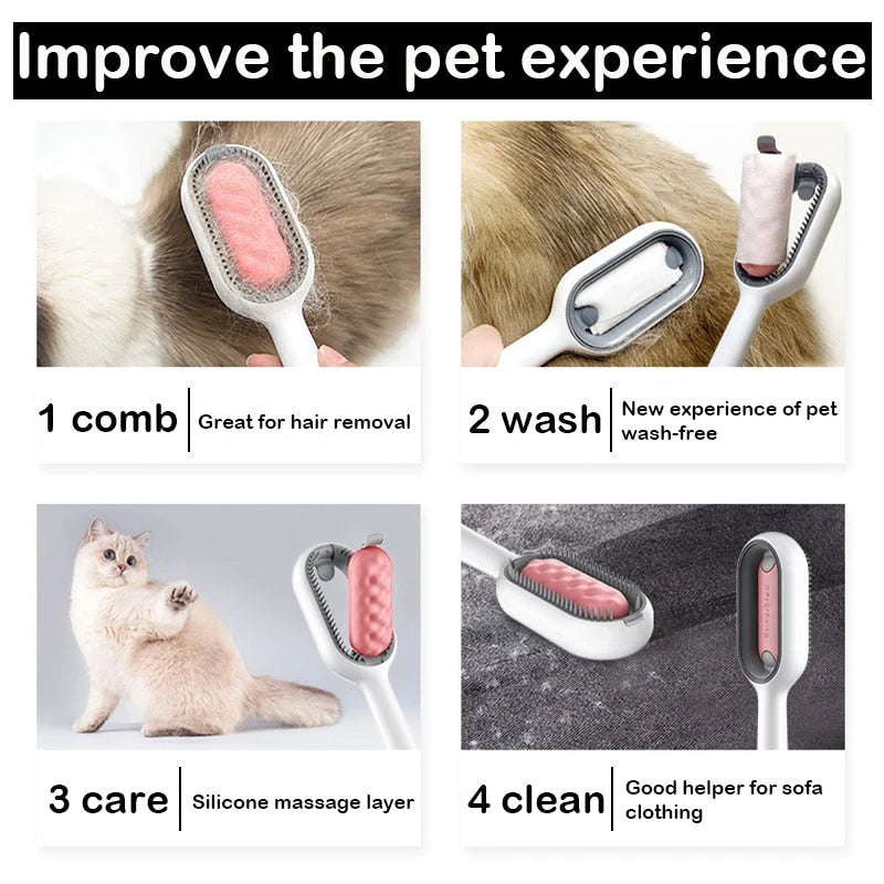 Pet Grooming Brush Ergonomic Non-Slip Handle Loose Fur Removal & Massage