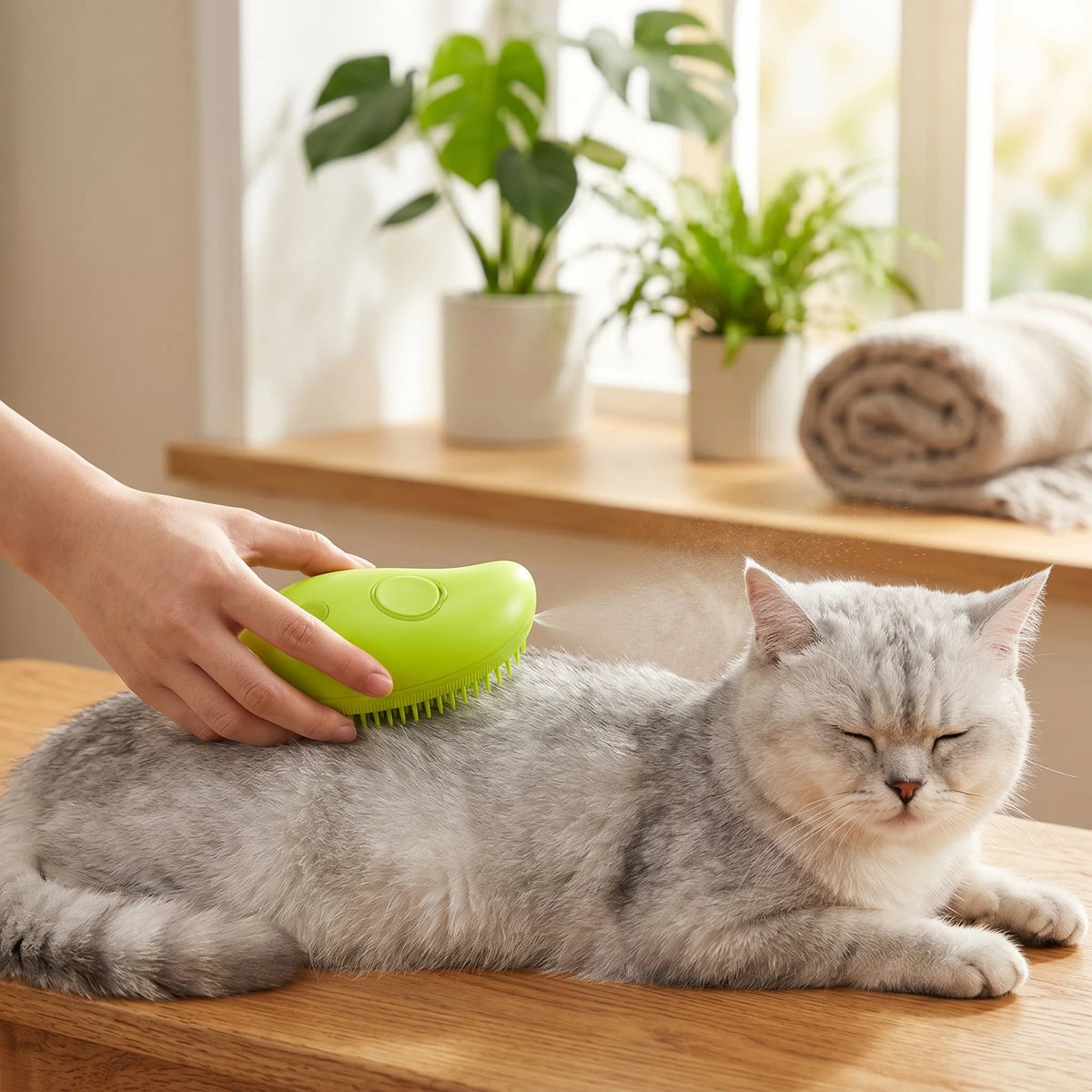 Pet Grooming Comb Built-In Misting Sprayer Detangling