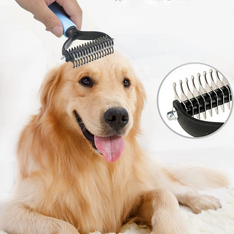 Pet Grooming Comb Stainless Steel Teeth for Shedding & Detangling