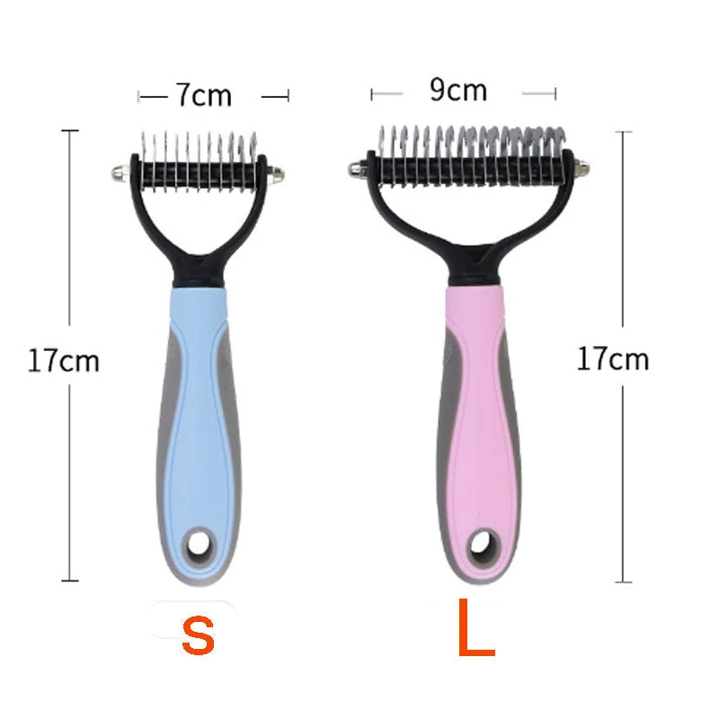 Pet Grooming Comb Stainless Steel Teeth for Shedding & Detangling