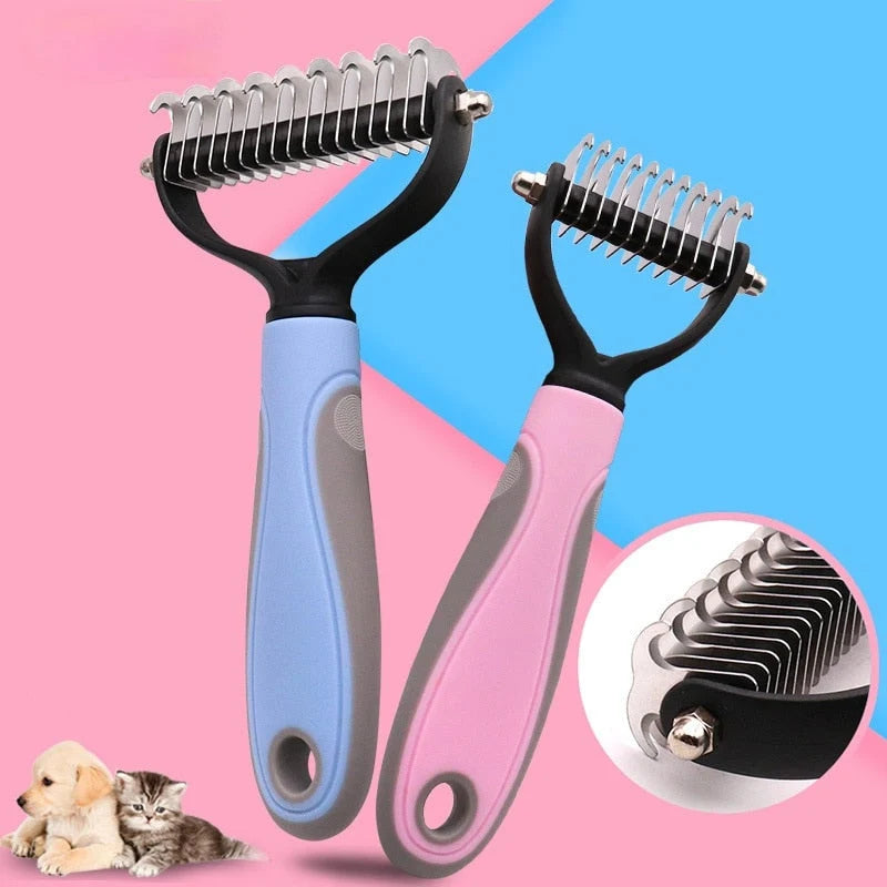 Pet Grooming Comb Stainless Steel Teeth for Shedding & Detangling