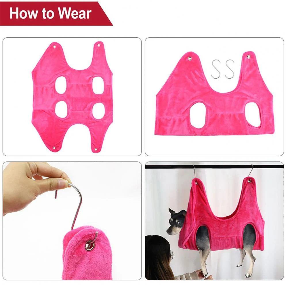 Pet Grooming Hammock Flannel Fleece Washable