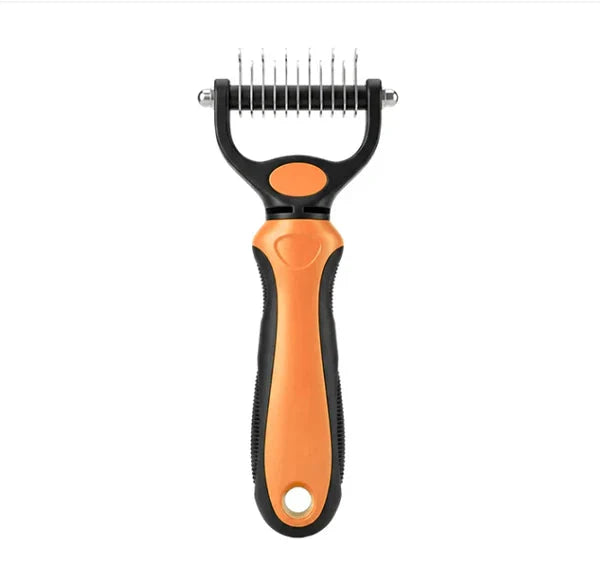 Pet Grooming Rake Two-Sided Detangling & Deshedding Gentle Rounded Teeth