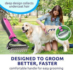 Pet Grooming Rake Two-Sided Detangling & Deshedding Gentle Rounded Teeth