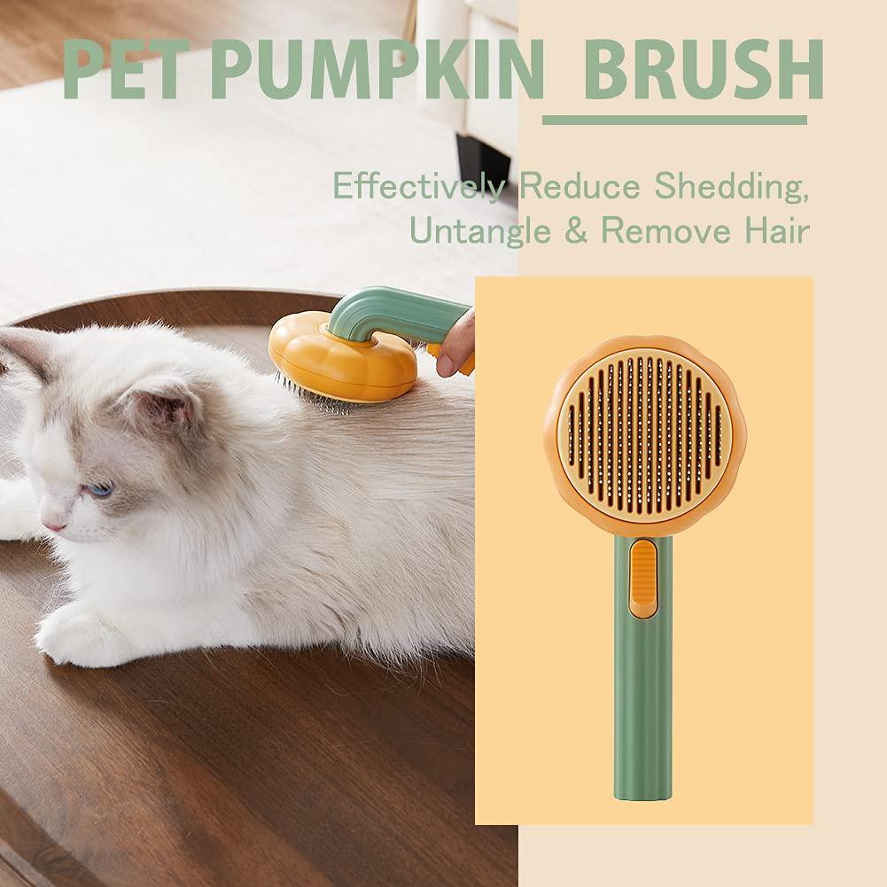 Pet Hair Brush Self-Cleaning Retractable Bristles Anti-Slip Handle