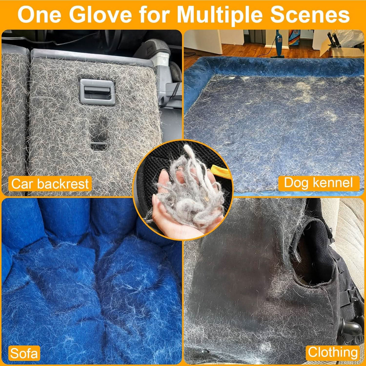 Pet Hair Removal Gloves Soft Massage Bristles Reusable