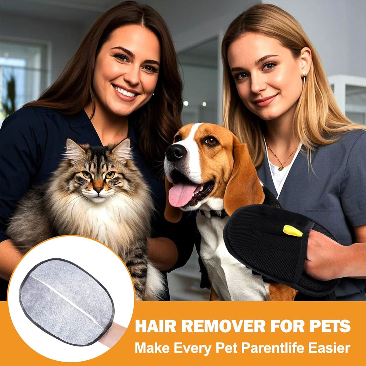 Pet Hair Removal Gloves Soft Massage Bristles Reusable