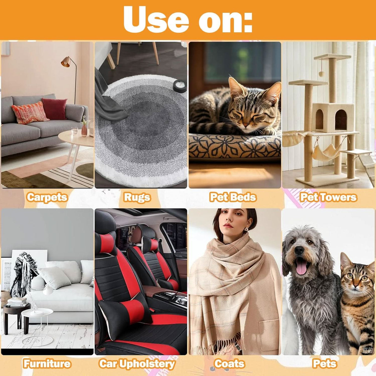 Pet Hair Removal Gloves Soft Massage Bristles Reusable