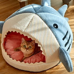 Pet House Heated Cotton Shark Design Portable for Cats and Small Dogs