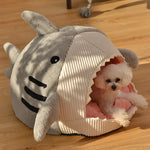 Pet House Heated Cotton Shark Design Portable for Cats and Small Dogs