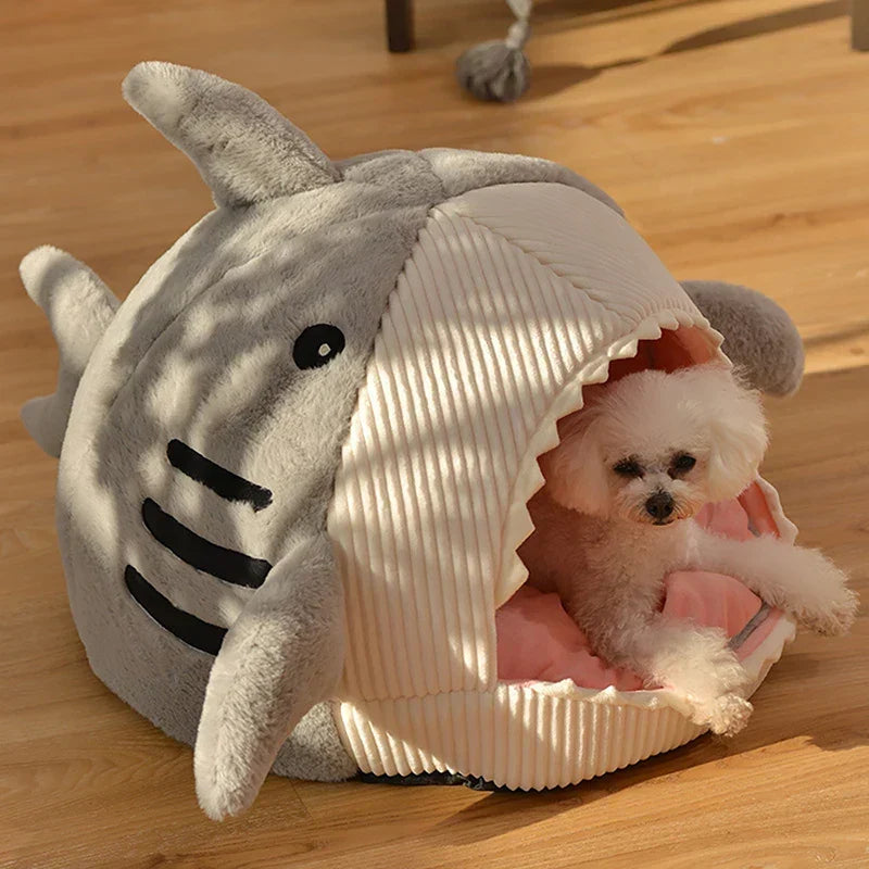 Pet House Heated Cotton Shark Design Portable for Cats and Small Dogs