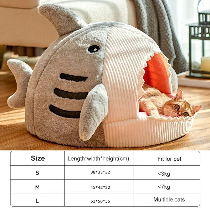 Pet House Heated Cotton Shark Design Portable for Cats and Small Dogs
