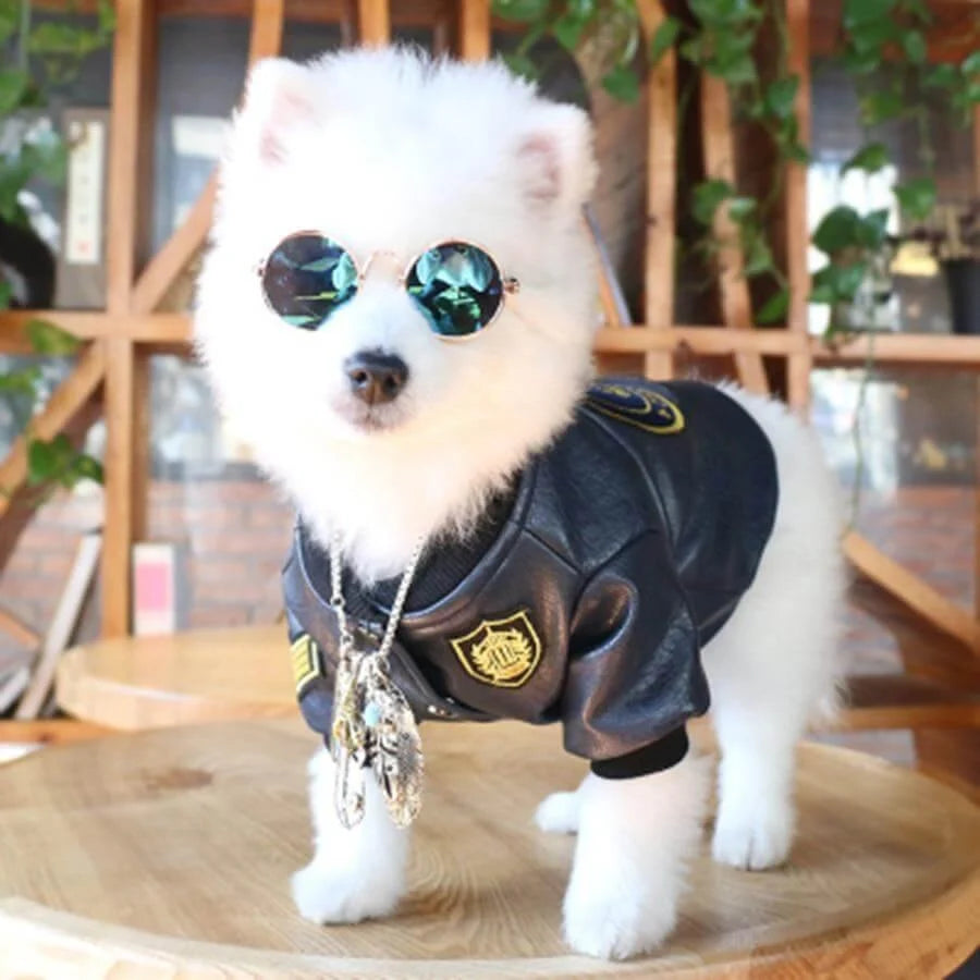 Pet Jacket Leather Black Multiple Sizes