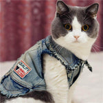 Pet Jacket Washed Denim Machine-Washable & Durable