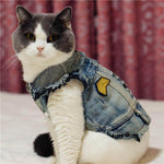 Pet Jacket Washed Denim Machine-Washable & Durable