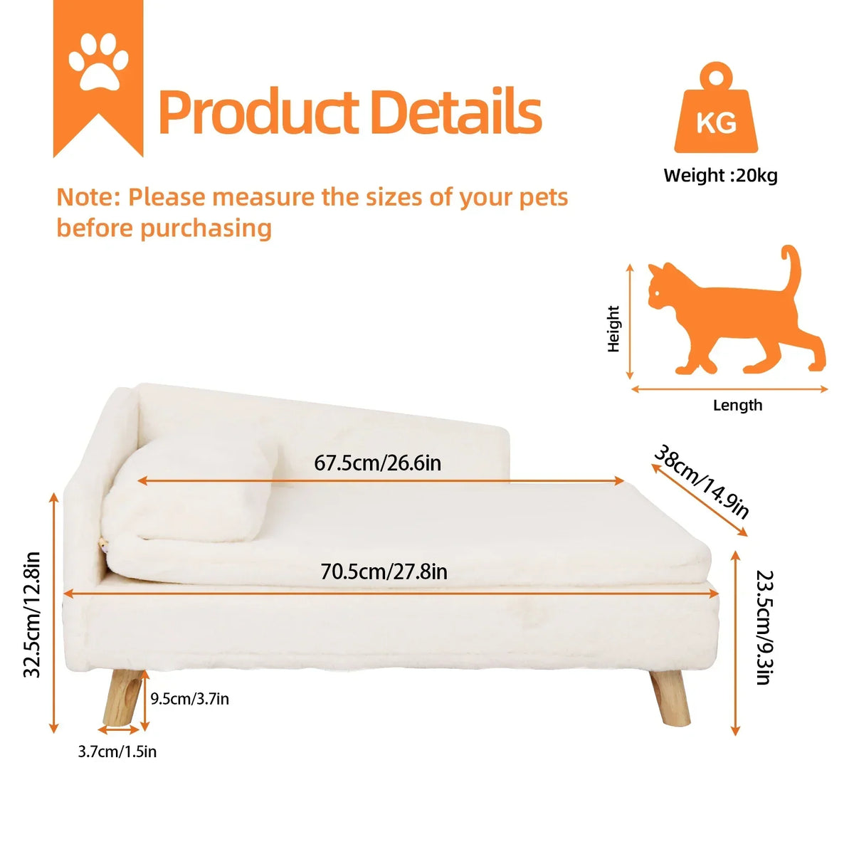 Pet Lounger Upholstered Cushioned Sofa