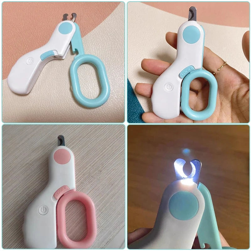 Pet Nail Clippers LED Light Stainless Steel Blade