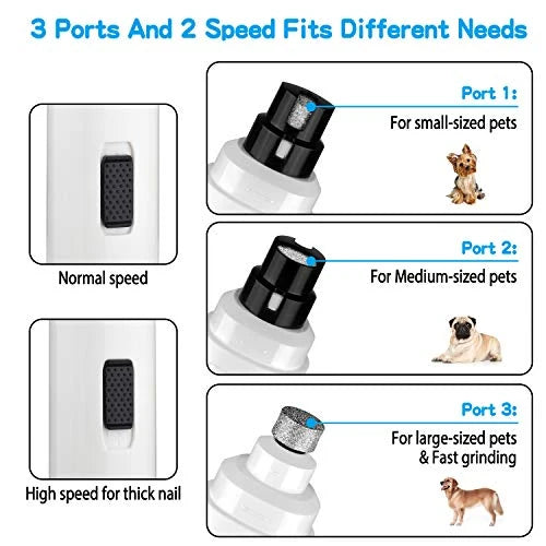 Pet Nail Grinder 2-Speed Diamond Drum USB Rechargeable
