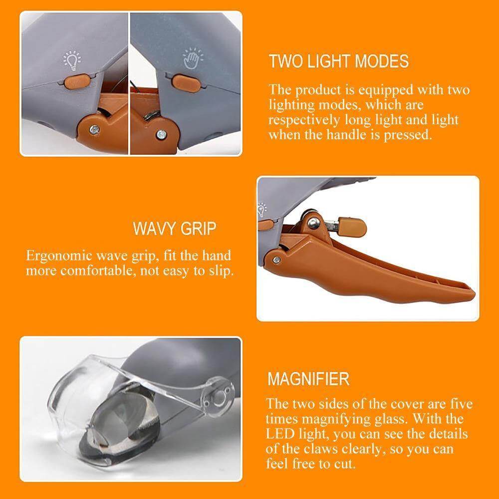 Pet Nail Trimmer LED Light Stainless Steel Comfort Grip