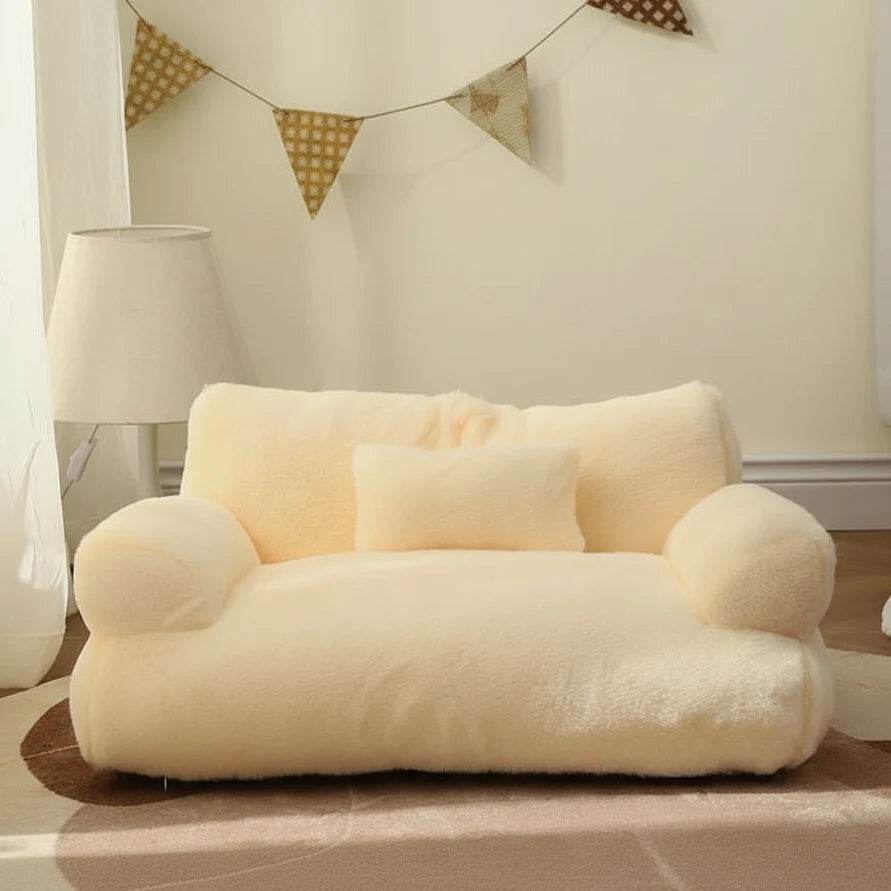 Pet Sofa Faux Fur Raised Edge Removable Washable Cover