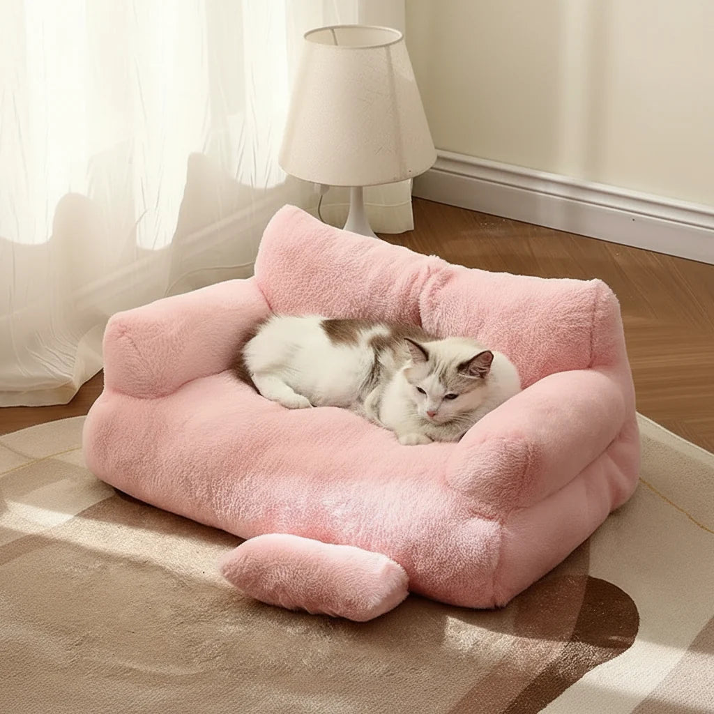 Pet Sofa Faux Fur Raised Edge Removable Washable Cover