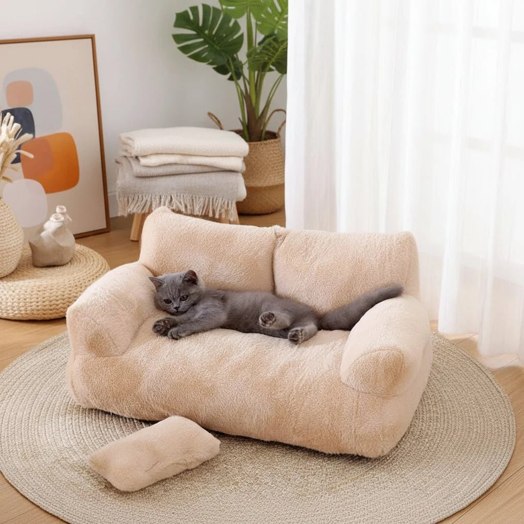 Pet Sofa Faux Fur Raised Edge Removable Washable Cover
