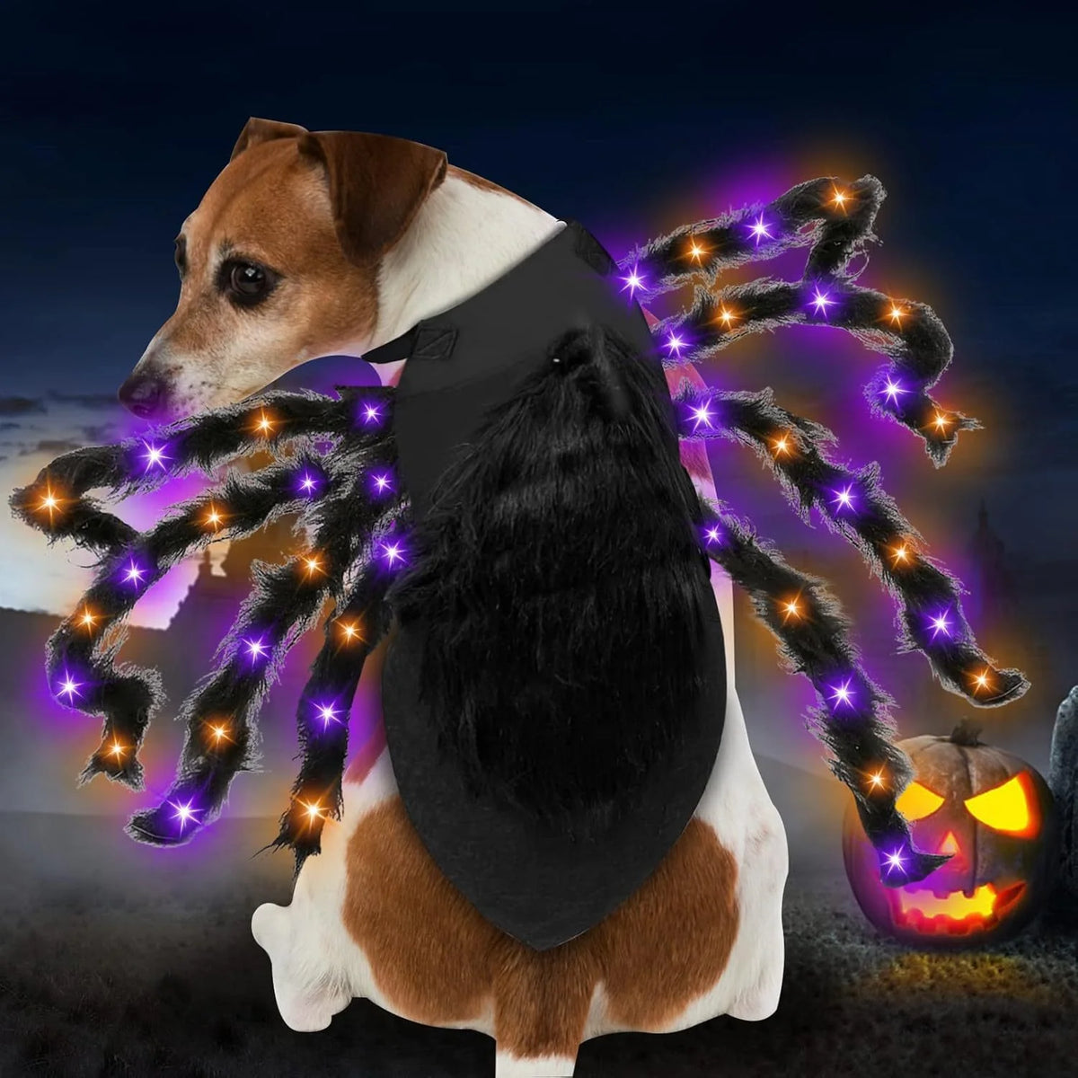 Pet Spider Costume Eight Plush Legs Adjustable Velcro Fit