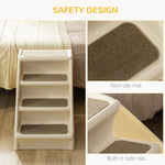 Pet Stairs 4-Step Foldable Carpeted Treads & Non-Slip Feet