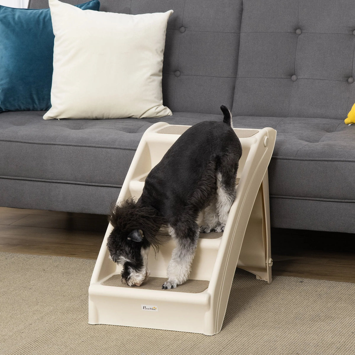 Pet Stairs Foldable 4-Step Carpeted Side Rails