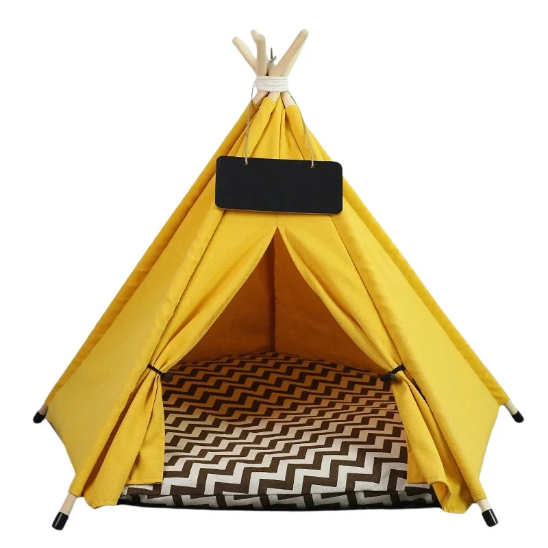 Pet Teepee Canvas Portable Washable Linen Cushion