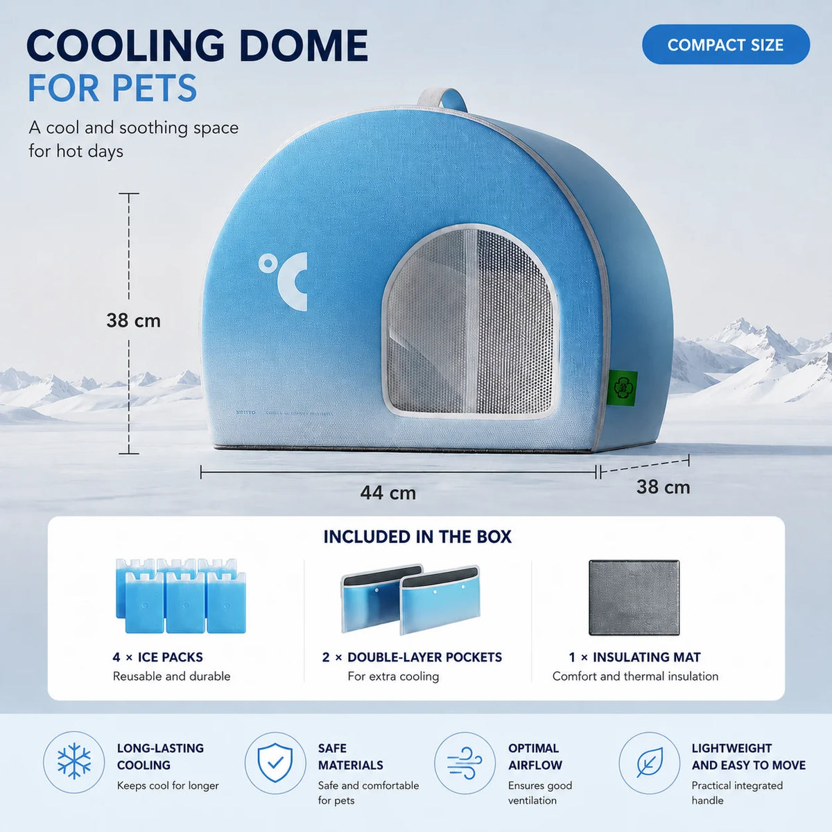 Pet Tent Bed Foldable Thermal Insulated Includes Ice Packs
