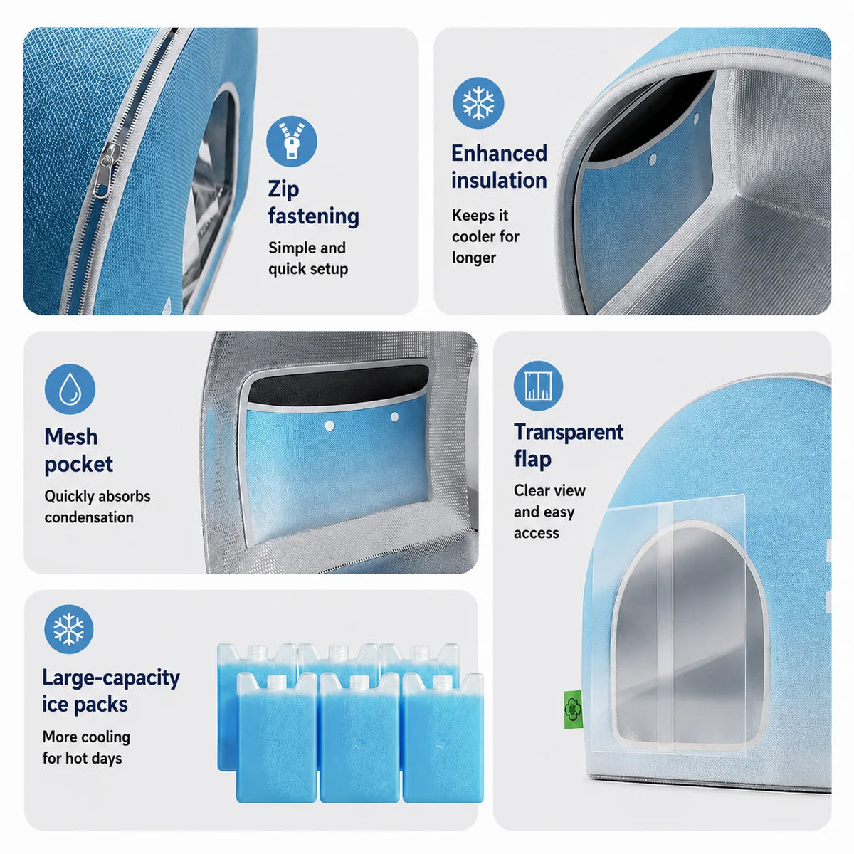 Pet Tent Insulated Foldable Includes Reusable Ice Packs