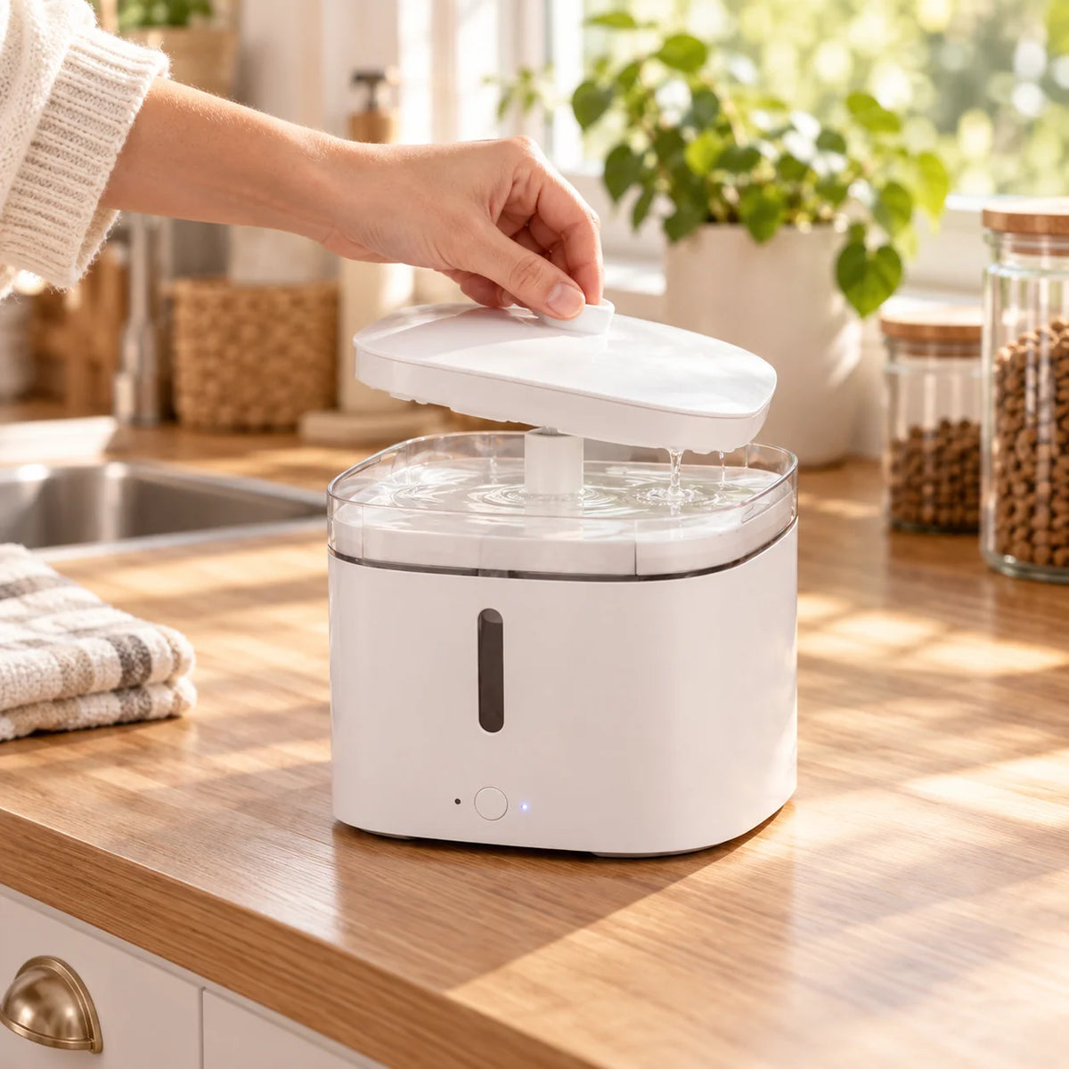 Pet Water Fountain Continuous Circulation Built-In Filtration 0.53 Gallon