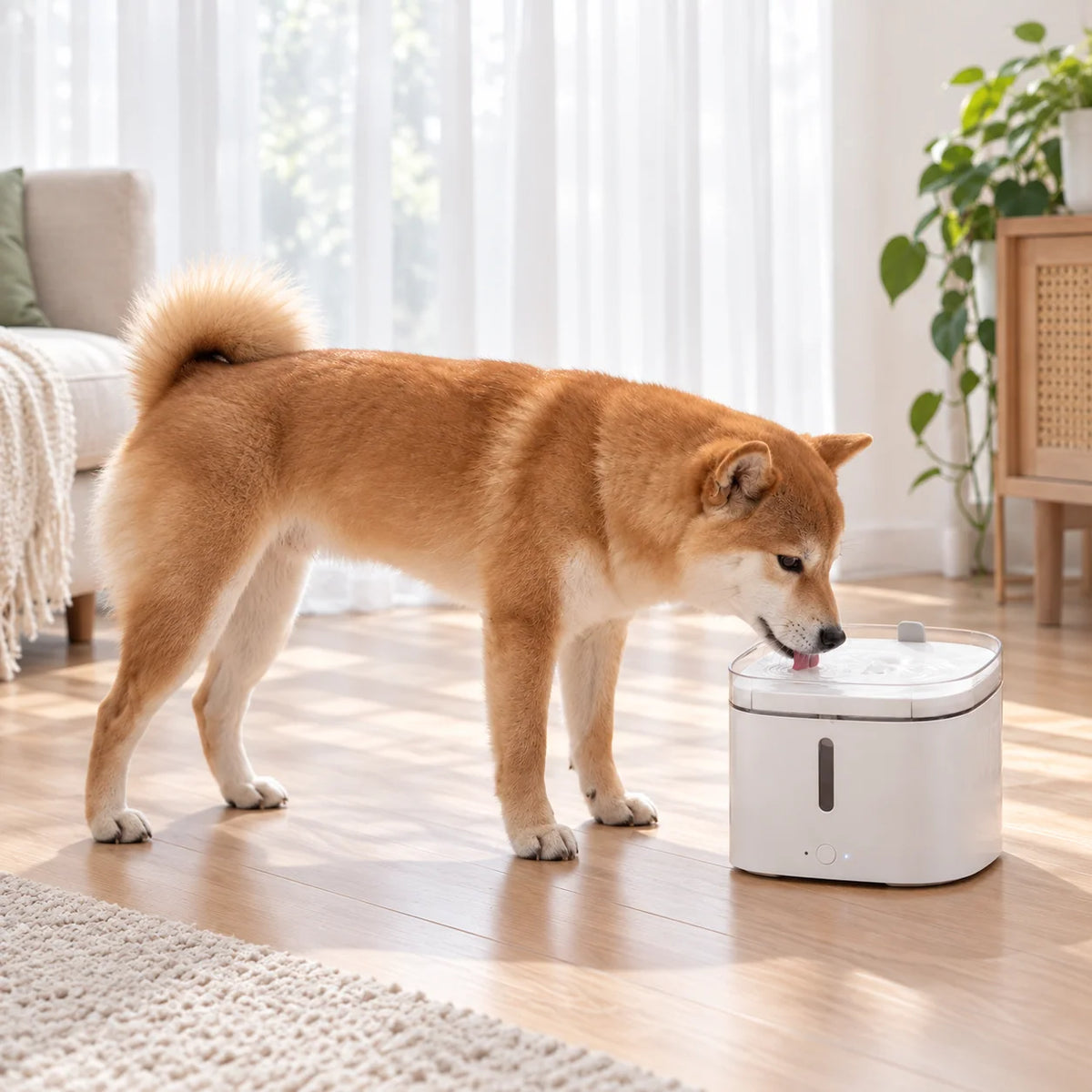 Pet Water Fountain Continuous Circulation Built-In Filtration 0.53 Gallon