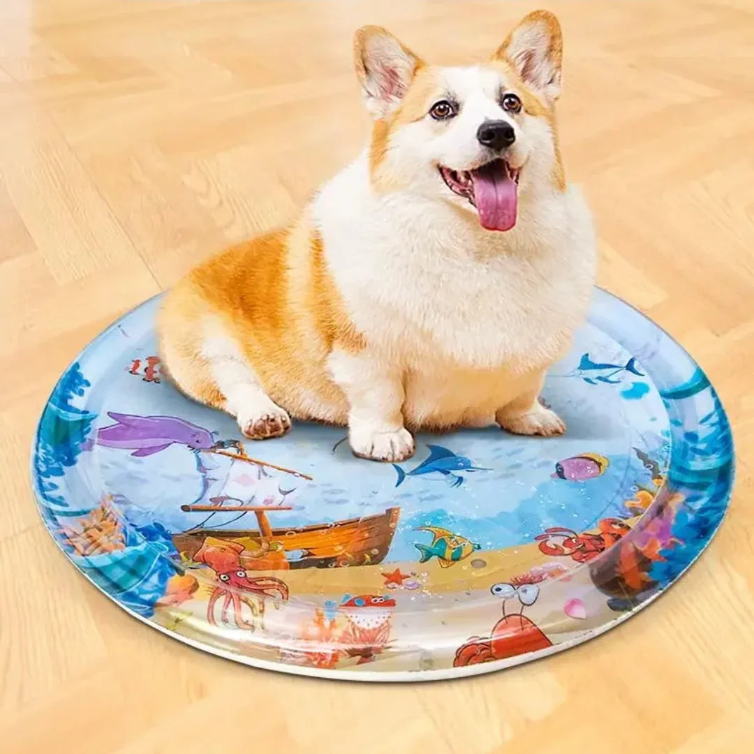 Pet Water Play Mat Interactive Water Features Easy-Clean PVC