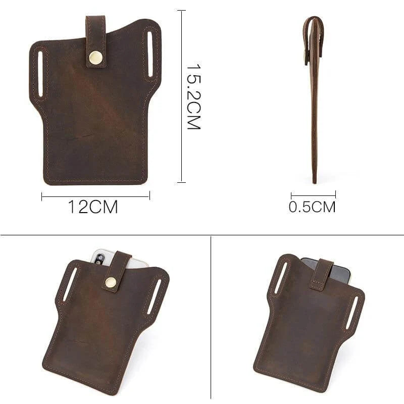 Phone Belt Case Genuine Leather Waist Carry