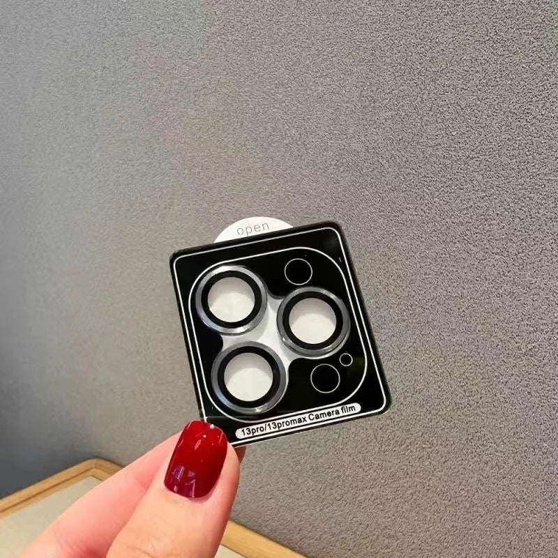 Phone Camera Lens Protector Tempered Glass Metal Frame