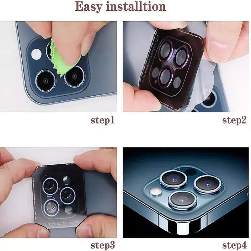 Phone Camera Lens Protector Tempered Glass Metal Frame