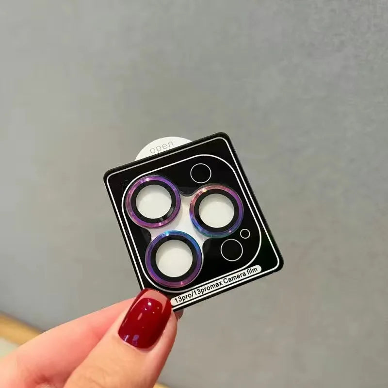 Phone Camera Lens Protector Tempered Glass Metal Frame