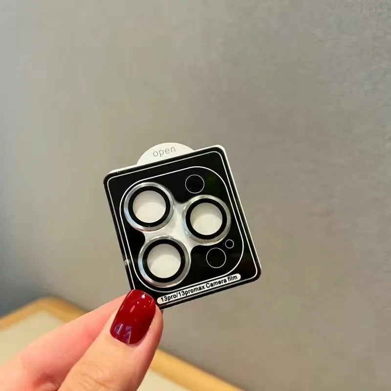 Phone Camera Lens Protector Tempered Glass Metal Frame