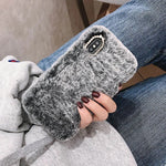 Phone Case 3D Rabbit Fur Cozy Grip Scratch-Resistant Protection