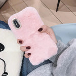 Phone Case 3D Rabbit Fur Cozy Grip Scratch-Resistant Protection