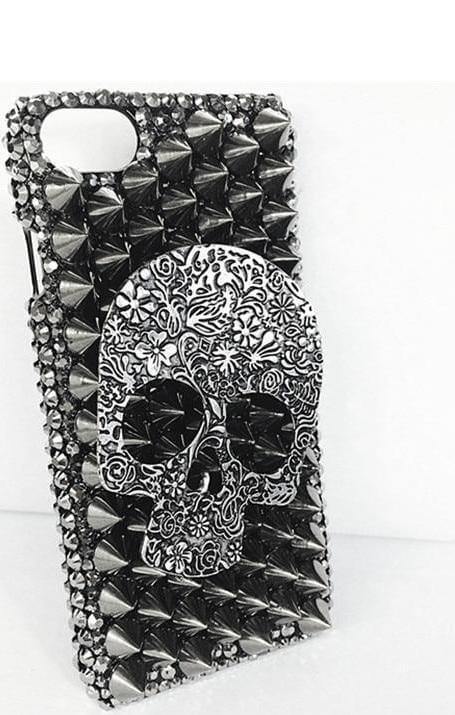 Phone Case 3D Skull Rhinestone Heavy-Duty Protection